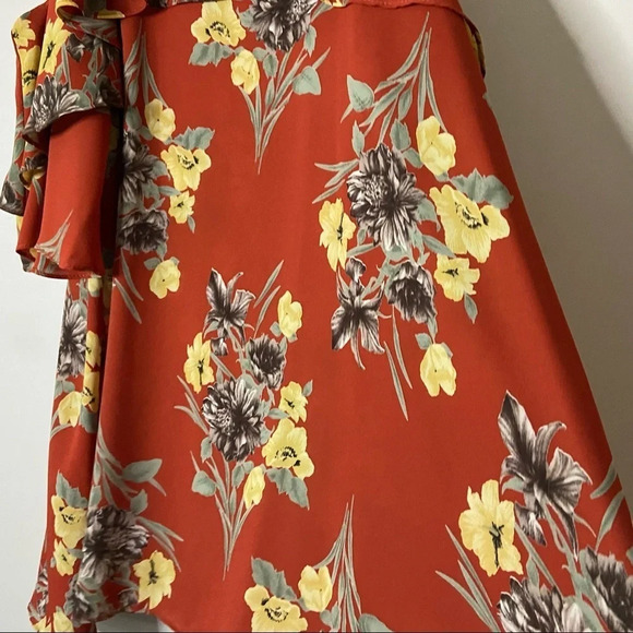 Cold Shoulder Floral Blouse Tunic Womens Size Large Wedding Date Night - Picture 3 of 9